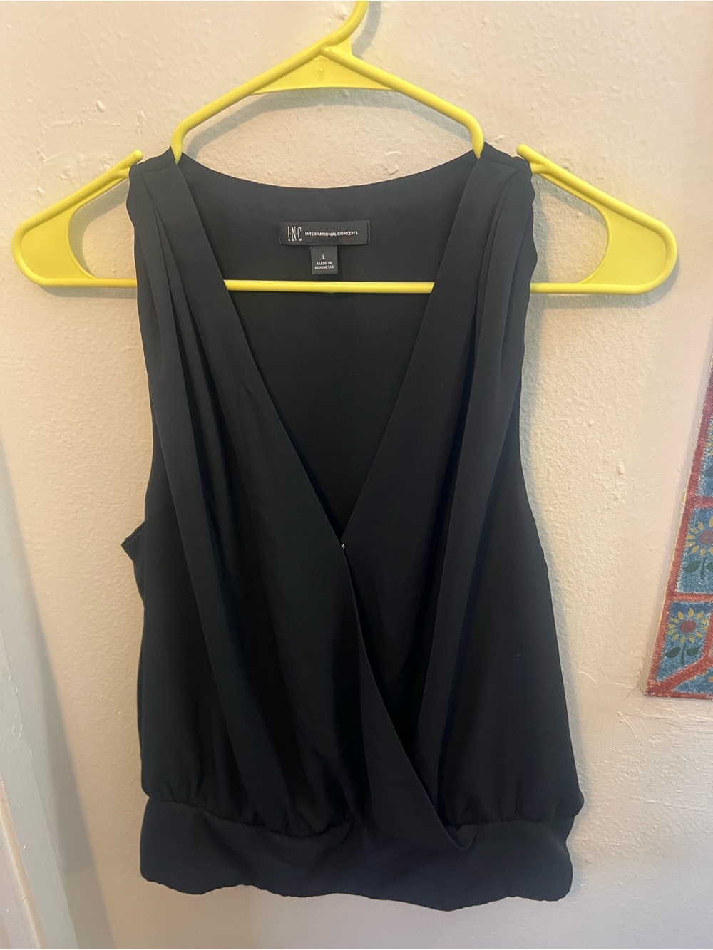 INC International Concepts Black Sleeveless Surplice Camisole